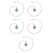 5Pcs Durable Blue Heart Urn Pendant Necklace for Pet Memorial