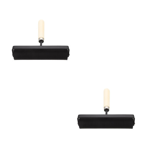 2Pcs Glue Roller for Painting Rubber Wood Handle Durable Black Tool