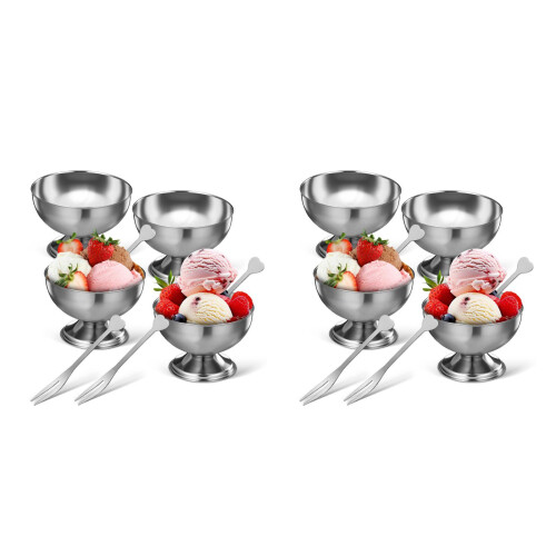 8Pièces Bols À Dessert Élégants Pied Pour Glace Salade