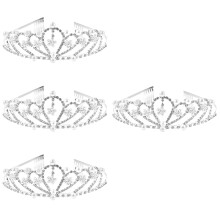 4Pcs Silver Alloy Bridal Crowns for Wedding Elegant Bride Headpiece