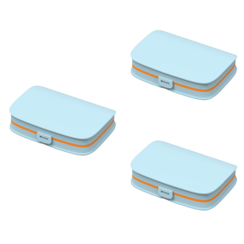 Aboofan 3Pcs Pocket-Sized Blue Portable Pill Storage Box Durable Abs Material
