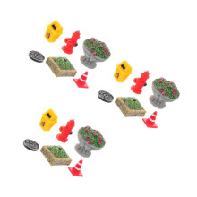 18Pièces Décoration Miniature Résine Poubelles Fleurs Cônes Assorties