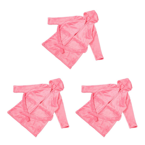 3Pièces Robes De Chambre Rose Flanelle À Pour -