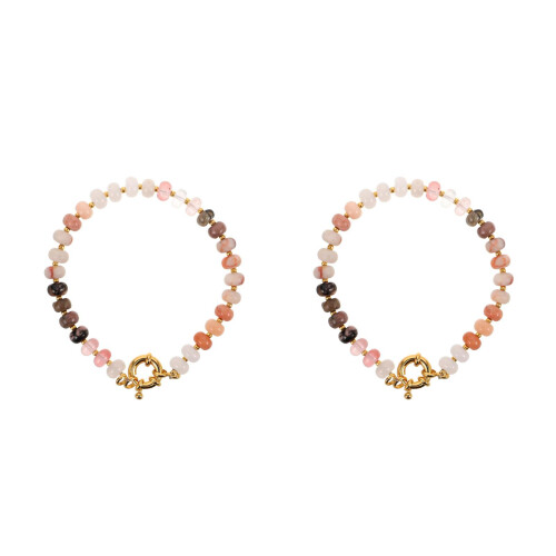 2Pcs Handmade Boho Beaded Bracelets for Women Natural Stone Adjustable