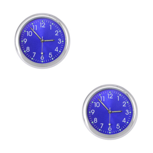 2Pièces Horloges Auto Bleues Compactes Avec Aiguilles Lumineuses