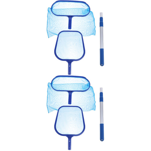2Sets Sky-Blue Retractable Pole Pool Net for Surface Cleaning