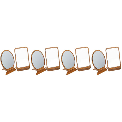 8Pcs Small Wooden Table Mirror Portable Folding Mirror