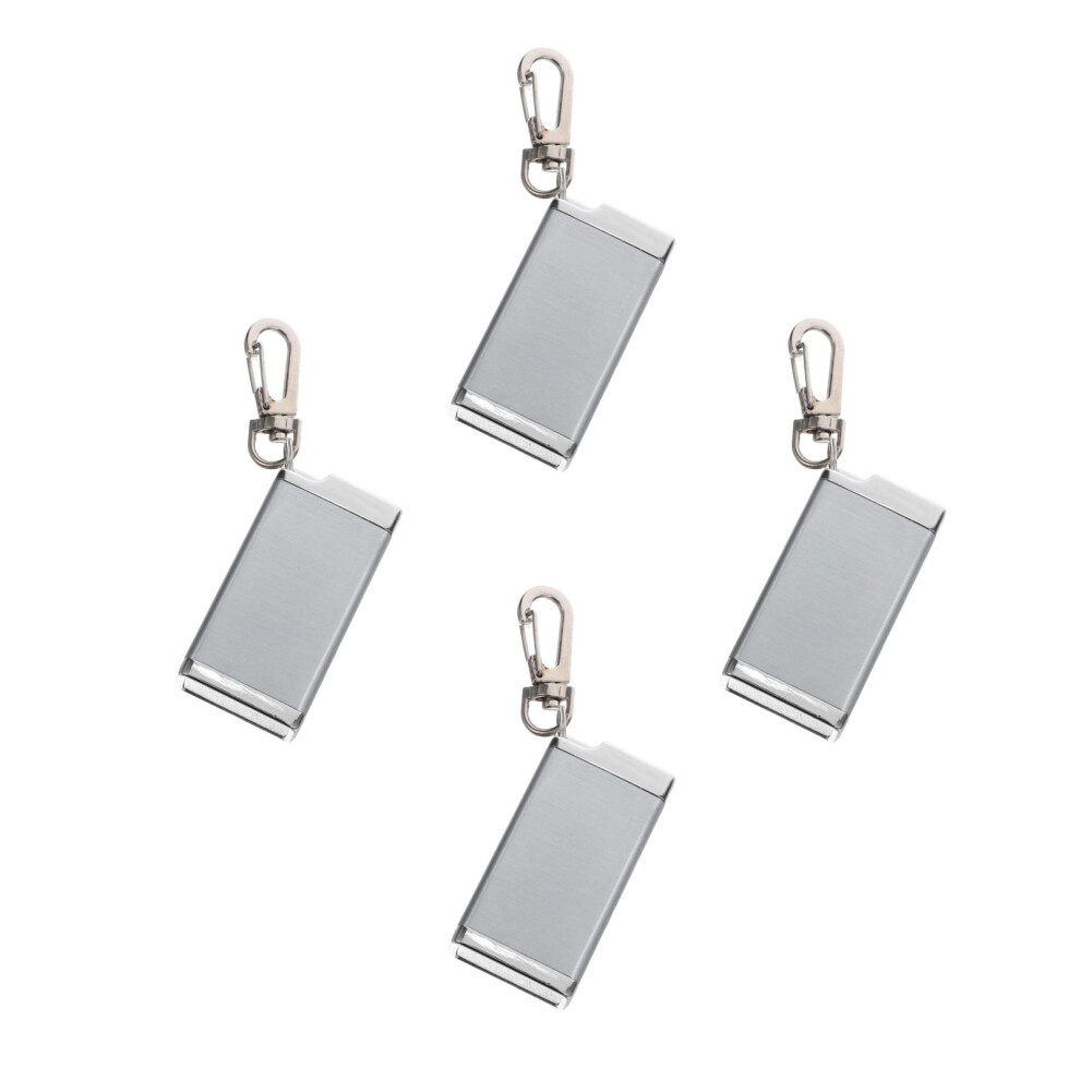 Villcase Silver 4Pcs Portable Metal Ashtray With Lid Compact Travel Ash Holder