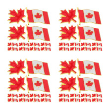 4Sets Leaf Brooch Zinc Alloy Canadian Flag Lapel Pin Badge