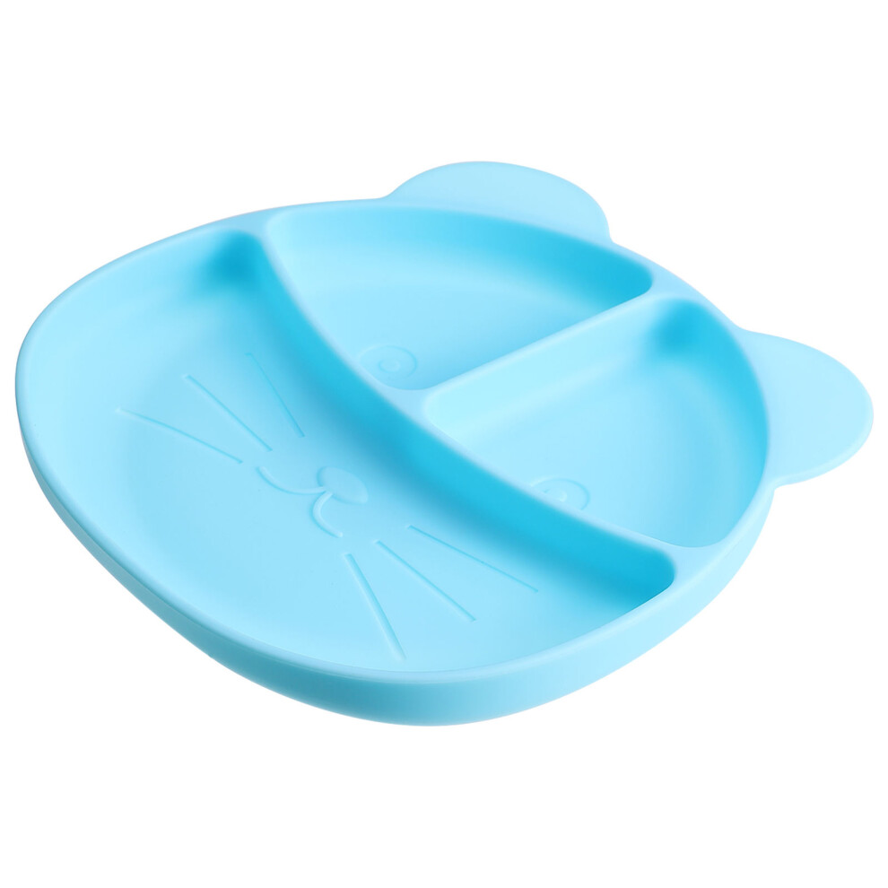Aboofan 2Pcs Baby Silicone Plates Blue Cartoon Toddler Food Feeding Plate