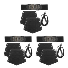 3Ensembles Ceintures Et Brassards Médiévaux En Cuir PU Pour Cosplay