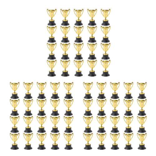 60Pcs Multipurpose Golden Plastic Mini Trophies for Children's Awards
