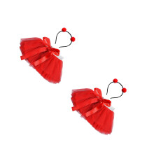 2Pcs Tulle Dress with Bowknot and Matching Headband Set