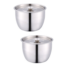 2Pcs Solid Stainless Steel Kitchen Bowls for Egg Beating Salad Serving