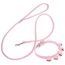 Collier Rose + Laisse, Cloche Pour Sorties