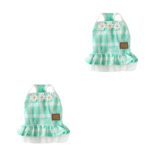 2Pcs Wear-Resistant Green Polyester Cat Dress Household Kitten Apparel