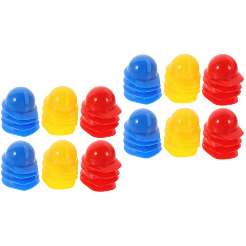 60Pcs Durable Plastic Mini Construction Hats for Dolls Decoration