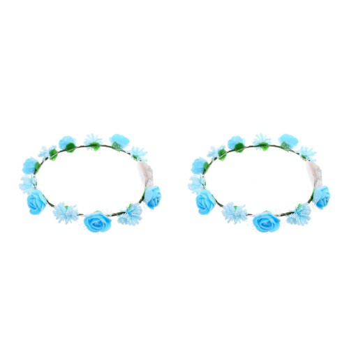 2Pièces Rosa Lei Bleu, Headband Graduation Hawaiienne 1