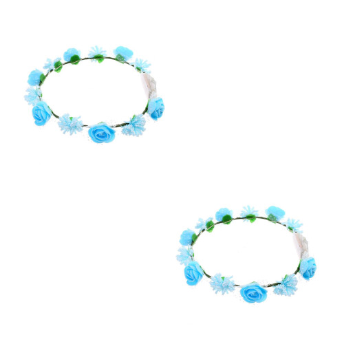 2Pièces Rosa Lei Bleu, Headband Graduation Hawaiienne 2
