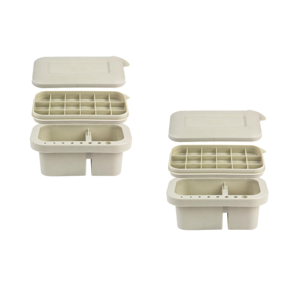 2Pcs Space-Saving White Plastic Paint Brush Holder And Cleaning Bucket 3701208552519