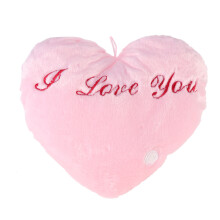 Pink Heart Throw Pillow With Letter Print Luminous For Sofa Car Home