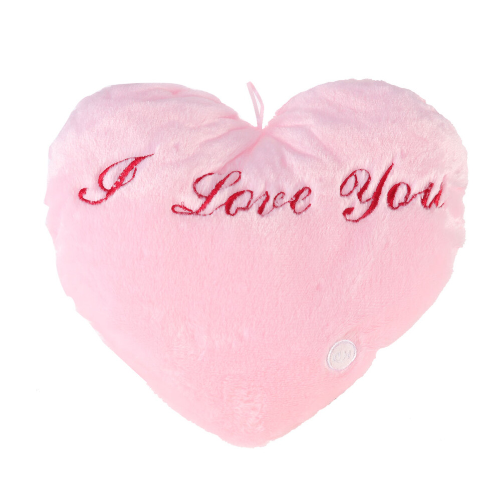 Pink Heart Throw Pillow With Letter Print Luminous For Sofa Car Home-image-OPC-PS6KNYN-NEW