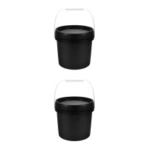 2Pcs PP Paint Buckets with Lid for Storage Black Plastic Bucket