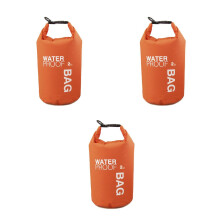 3Pcs Waterproof Dry Bag 2L Orange Outdoor Storage with Buckle Hook
