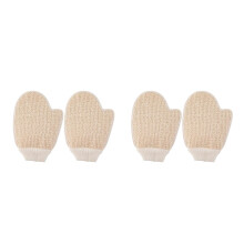 4Pcs Cotton Blend Exfoliating Shower Gloves Beige Dual-Sided Bath Use