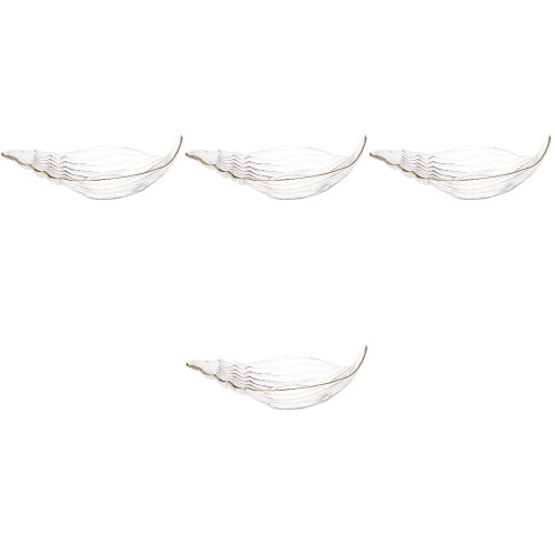 4Pcs Transparent Glass Fruit Plates Conch Shaped Decorative Snack Dish