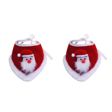2Pcs Christmas Collar Bib Santa Print Pet Necklace Decor