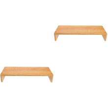2Pcs Durable Wooden Monitor Stand Chocolate Computer Desk Organizer