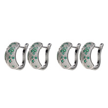 2Pairs Simple Green Copper Ear Buckle Gift- Earring
