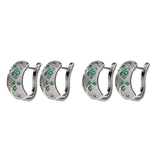2Pairs Simple Green Copper Ear Buckle Gift- Earring