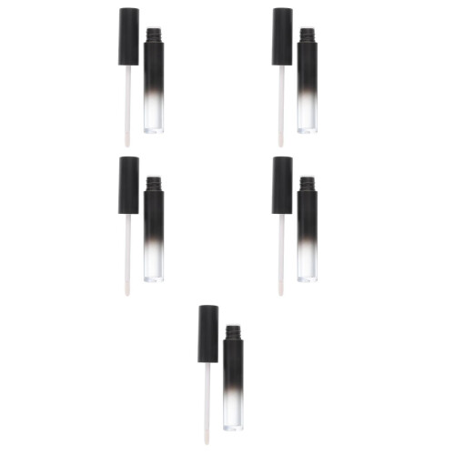 5Pcs Durable Black Lip Gloss Tubes DIY Refillable Makeup Bottles