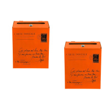 2Pcs Elegant Orange Wall Mounted Iron Mailboxes Lockable Letter Box