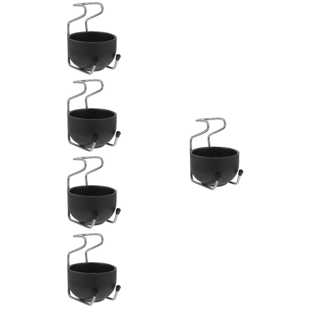 Villcase Black 5Sets Metal Soap Bowl Stand Stainless Steel Shaving Beard Bowl