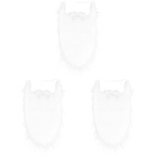 3Pcs White Cloth Santa Beards Adjustable Christmas Party Props