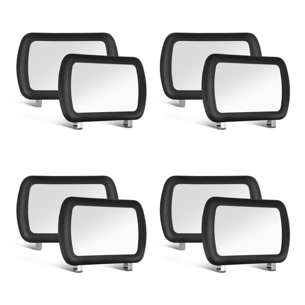 8Pcs Clip On Vanity Mirror For Car Visor Makeup Abs Accessory Black 3703108406725