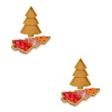 4Pcs Elegant Wooden Christmas Tree Dishes for Festive Serving