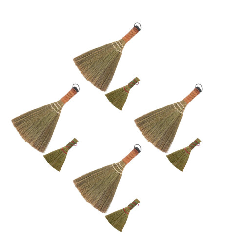 8Pcs Compact Natural Grass Desk Brooms Soft Bristle Sweeper for Home