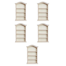 5Pcs Compact Yellow Wooden Miniature Storage Shelves for Decor