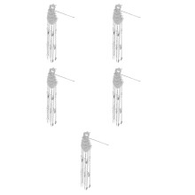 5Pcs Silver Metal Hair Sticks with Tassels Chinese Hair Accessories