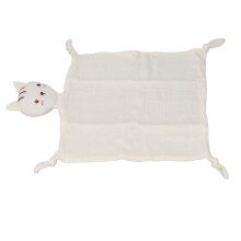 Tierischer Kuschelblümchen Kindertee Decke Cartoon-Katze 28x39cm Neutrales Beige