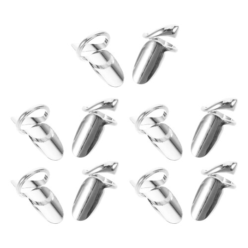 40Pièces Pour Ongles Argent Confortables Et Ajustables 2