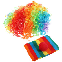 3Sets Clown Kostüm Zubehör Für Kinder & Frauen Mit Perücke, Roter Nase