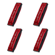 4Stk Portable Mini Mundharmonika Rot Metall ABS 10 Löcher Für Kinder