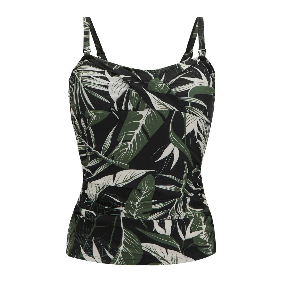 Regatta (8 Uk, Green/White/Black) Womens/Ladies Aceana Iii Tropical Leaves Tankini Top