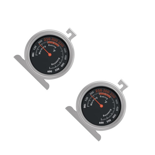 2Pcs Kitchen Temperature Monitor Oven Thermometer Easy Read, Silver