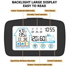 Black 3-Channel Weather Station 152x95.5x22mm
